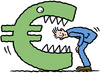 Cartoon: euro monster (small) by Ellis Nadler tagged euro,debt,crisis,finance,monster,teeth,deficit,currency,man