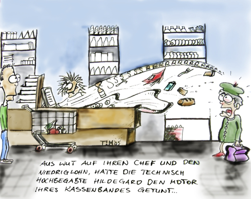 Cartoon: Kassiervorgang (medium) by timfuzius tagged hochbegabung,wut,handel,einkauf,laden,kassiererin