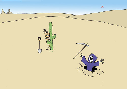 Cartoon: Trap (medium) by joruju piroshiki tagged desert,the,god,of,death,trap,pitfall,pit,mischief