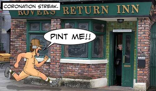 Cartoon: Coronation Streak (medium) by Mike Spicer tagged streaking,cartoons,street,coronation
