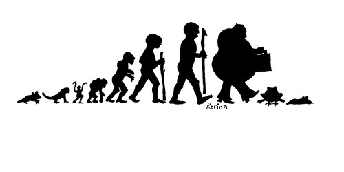 Cartoon: Evolution.... (medium) by Kerina Strevens tagged regression,growth,evolution