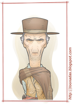 Cartoon: Clint Westernwood (medium) by Freelah tagged clint,eastwood,the,good,bad,and,ugly