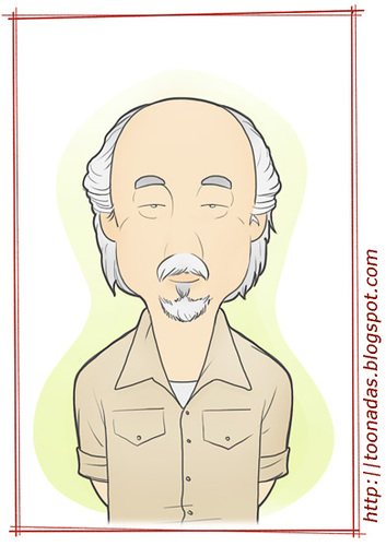 Cartoon: Pat Morita (medium) by Freelah tagged pat,morita,karate,kid,miyagi