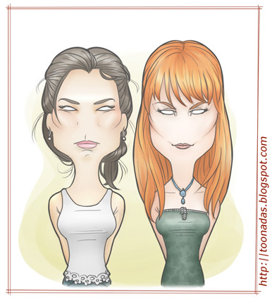 Cartoon: Pratical Magic - color (medium) by Freelah tagged pratical,magic,sandra,bullock,nicole,kidman