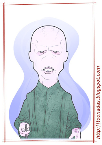 Cartoon: Ralph Fiennes - as Voldermort (medium) by Freelah tagged hallows,deathly,potter,harry,voldermort,fiennes,ralph