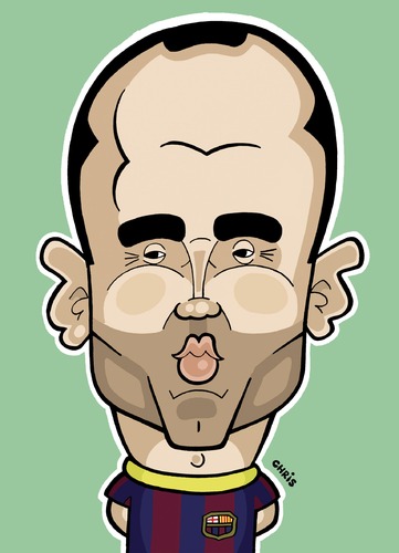 Cartoon: Andres Iniesta FC Barcalona (medium) by Ca11an tagged andres,iniesta,caricature,fc,barcalona,cartoons,world,cup,legends,book,football,soccer,spain,spanish