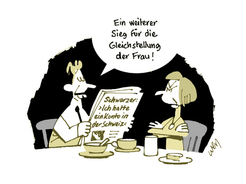 Cartoon: Sparen mit Alice Schwarzer (medium) by Weyershausen tagged schweiz,konto,steuerhinterziehung,schwarzer,alice