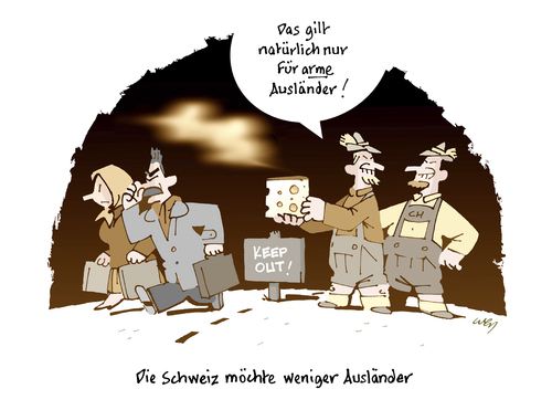 Cartoon: Ausländer in der Schweiz (medium) by Weyershausen tagged schweiz,ausländer