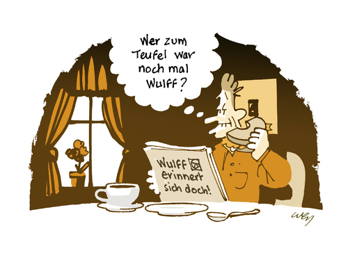 Cartoon: Wulff erinnert sich! (medium) by Weyershausen tagged rücktritt,affäre,wulff,christian