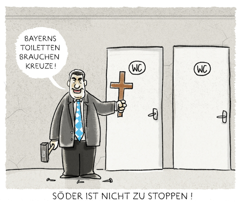 Cartoon: ... (medium) by markus-grolik tagged bayern,kreuz,abendland,markus,csu,söder,cdu,münchen,wahlkampf,seehofer,absolute,mehrheit,stimmenfang,kirche,islam,bayern,kreuz,abendland,markus,csu,söder,cdu,münchen,wahlkampf,seehofer,absolute,mehrheit,stimmenfang,kirche,islam