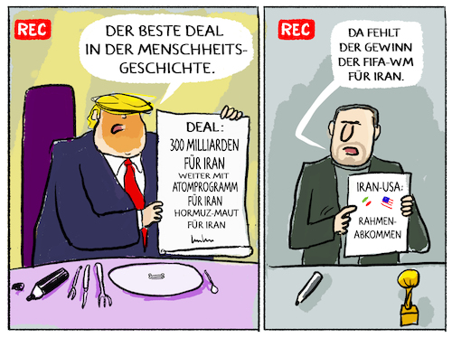 Cartoon: Big deal maker... (medium) by markus-grolik tagged iran,usa,trump,hormuz,rahmenabkommen,deal,dealmaker,krieg,konflikt,oel,maga,amerika,obama,teheran,regime,atomwaffen,iran,usa,trump,hormuz,rahmenabkommen,deal,dealmaker,krieg,konflikt,oel,maga,amerika,obama,teheran,regime,atomwaffen