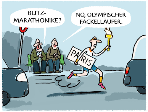 Cartoon: Blitzer... (medium) by markus-grolik tagged blitzmarathon,olympia,fackellaeufer,paris,fackellauf,olympische,spiele,blitzmarathon,olympia,fackellaeufer,paris,fackellauf,olympische,spiele