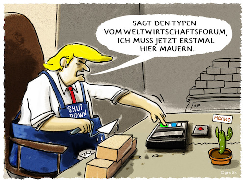 Cartoon: ...Davos... (medium) by markus-grolik tagged wef,weltwirtschaftsforum,davos,donald,trump,usa,us,grenze,shutdown,mauer,mexiko,europa,china,wef,weltwirtschaftsforum,davos,donald,trump,usa,us,grenze,shutdown,mauer,mexiko,europa,china