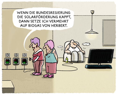 Cartoon: Energiemix... (medium) by markus-grolik tagged strom,solarfoerderung,wirtschaftsministerin,reiche,cdu,deutschland,biogas,balkonkraftwerk,stromversorgung,foerderung,programme,energie,buerger,strompreis,strom,solarfoerderung,wirtschaftsministerin,reiche,cdu,deutschland,biogas,balkonkraftwerk,stromversorgung,foerderung,programme,energie,buerger,strompreis