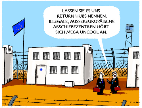 Cartoon: EU-Abschiebepolitik... (medium) by markus-grolik tagged abschiebung,wording,return,hubs,brüssel,assyl,evp,rechtsruck,illegal,einwanderung,migration,flucht,flüchtlinge,abschiebung,wording,return,hubs,brüssel,assyl,evp,rechtsruck,illegal,einwanderung,migration,flucht,flüchtlinge
