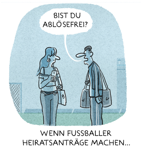 Cartoon: ..it must be love (medium) by markus-grolik tagged liebe,hochzeit,heirat,fussballspieler,fussballer,bundesliga,liga,transfer,fussball,fussball,transfer,liga,bundesliga,fussballer,fussballspieler,heirat,hochzeit,liebe