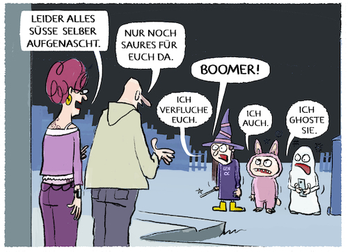 Cartoon: Halloweenies... (medium) by markus-grolik tagged halloween,boomer,suesses,saures,deutschland,generation,gerechtigkeit,zukunft,suessigkeiten,lebensstandard,kinder,erwachsene,genz,gen,alpha,generationengerechtigkeit,halloween,boomer,suesses,saures,deutschland,generation,gerechtigkeit,zukunft,suessigkeiten,lebensstandard,kinder,erwachsene,genz,gen,alpha,generationengerechtigkeit