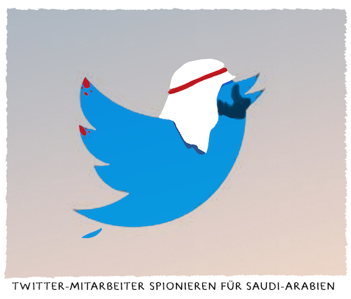 Cartoon: ...Hashtag... (medium) by markus-grolik tagged tweet,twitter,saudi,arabien,kashoggi,us,usa,spionage,spionieren,tweet,twitter,saudi,arabien,kashoggi,us,usa,spionage,spionieren