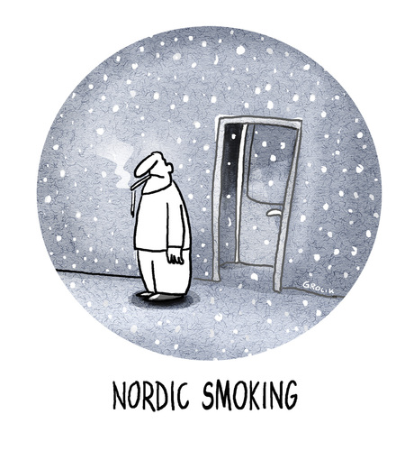 Cartoon: nordic smoking (medium) by markus-grolik tagged rauchen,in,der,grosstadt