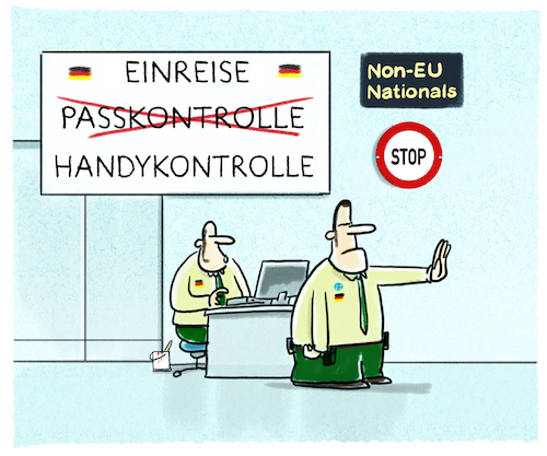 Cartoon: Passersatz (medium) by markus-grolik tagged bamf,bmi,einreise,ausreise,deutschland,handy,pass,ausweispflicht,bamf,bmi,einreise,ausreise,deutschland,handy,pass,ausweispflicht