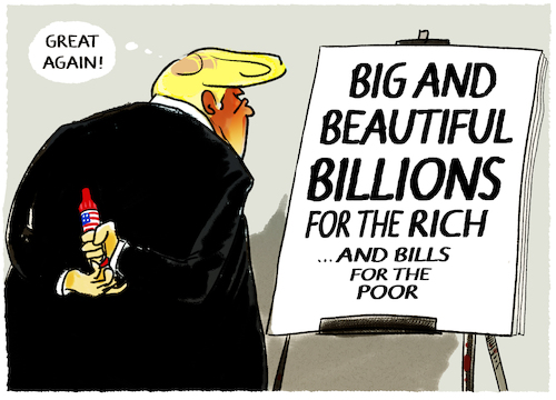 Cartoon: Trumps bill... (medium) by markus-grolik tagged trump,musk,big,beautiful,bill,usa,maga,staatsverschuldung,steuererleichterung,reiche,arm,tesla,trump,musk,big,beautiful,bill,usa,maga,staatsverschuldung,steuererleichterung,reiche,arm,tesla
