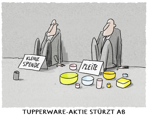 Cartoon: Tupperparty is over.. (medium) by markus-grolik tagged tupperware,aktie,boerse,pleite,plastik,tupperware,aktie,boerse,pleite,plastik