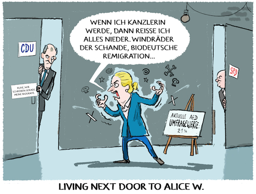 Cartoon: Wahlkampfwahnsinn... (medium) by markus-grolik tagged wahlen,weidel,afd,umfragewerte,wahlkampf,cdu,merz,biografie,scholz,spd,kanzlerkandidaten,neuwahlen,deutschland,alternative,wahlen,weidel,afd,umfragewerte,wahlkampf,cdu,merz,biografie,scholz,spd,kanzlerkandidaten,neuwahlen,deutschland,alternative