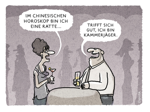 Cartoon: Wenn die Chemie stimmt... (medium) by markus-grolik tagged liebe,horoskop,horror,astrologie,beziehung,mann,frau,geschlecht,kennlernphase,anziehung,cartoon,grolik,love