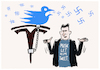 Cartoon: Elon Musks Twitter (small) by markus-grolik tagged twitter,tweet,tweets,elon,musk,antisemitismus,tesla,usa,rechtsstaat,redefreiheit,staatsanwaltschaft