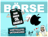 Cartoon: Neuer Börsenliebling... (small) by markus-grolik tagged boerse,aramco,saudi,arabien,bin,salman,oel,apple,technologie,coupertino,aktienwert,aktien,fossiles,zeitalter