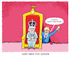 Cartoon: Platinum Jubilee (small) by markus-grolik tagged oueen,elisabeth,england,london,grossbritannien,koenigshaus,royals,monarchie,jubilaeum,boris,johnson,brexit,partygate