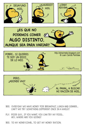 Cartoon: Boring menu (medium) by Juan Carlos Partidas tagged food,fly,boring,menu,honey,bee