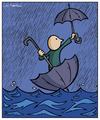 Cartoon: Floods (small) by Juan Carlos Partidas tagged flood,floods,rain,storm,water,waters,umbrella,float,floating,flooding,floodings