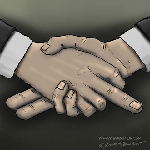 Cartoon: Deal! (medium) by Mandor tagged handshake,deal,politics