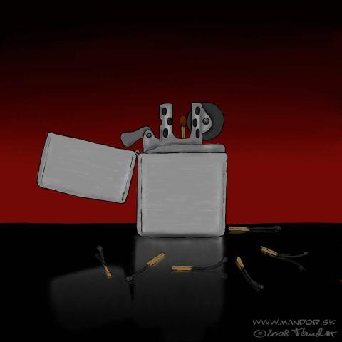 Cartoon: Firestarter (medium) by Mandor tagged firestarter,matches,zippo