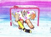 Cartoon: Goalie (small) by Josch tagged eishockey,ice,hockey,torwart,torhüter,goalie,clown,wolf,monster,schafspelz,aggressiv,tarnung,camouflage