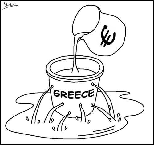 Cartoon: GREECE BAILOUT (medium) by Thamalakane tagged greece,eu,euro,bailout,debt,crisis