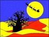 Cartoon: Christmas in Africa (small) by Thamalakane tagged christmas,africa,baobab,tree,kalahari,desert,santa,reindeer,full,moon