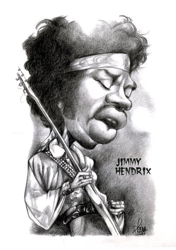 Cartoon: JImmy Hendrix (medium) by Szena tagged american,guitarist,singer,and,songwriter,caricatur