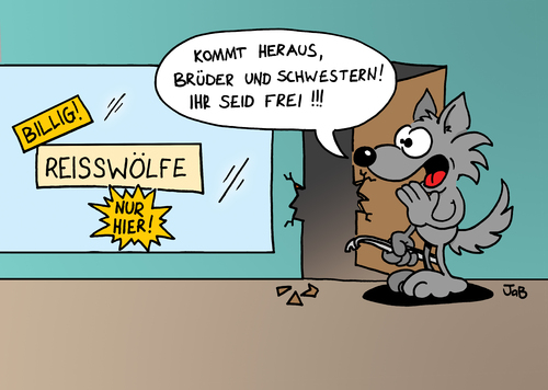 Cartoon: Reißwolf (medium) by Bruder JaB tagged wolf,nabu,befreiung,reißwolf