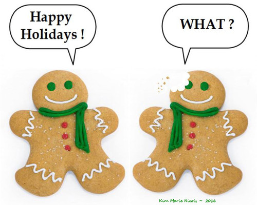 Cartoon: Deaf Gingerbread Man (medium) by Hearing Care Humor tagged deaf,hardofhearing,ear,gingerbreadman,holidays,christmas,what