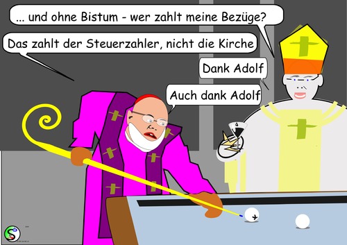 Cartoon: Billige_Entsorgung (medium) by user unknown tagged bischof,tebartz,von,elst,marx,billiard,billard,steuer,kirchensteuer,konkordat