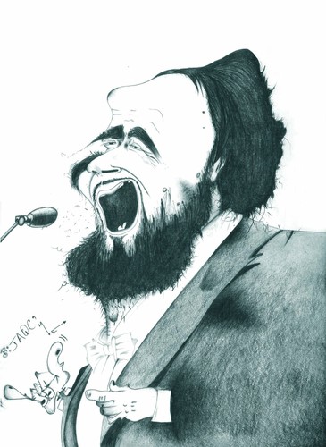 Cartoon: Pavaroti (medium) by jaime ortega tagged pavaroti,italia,musica,tenor,cantante