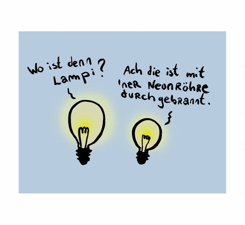 Cartoon: Durchgebrannt (medium) by Ludwig tagged lampe,glühbirne,energiesparlampe,durchgebrannt,neonröhre,verlassen,abgehauen