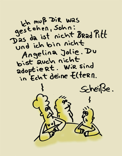 Cartoon: Echte Eltern (medium) by Ludwig tagged eltern,brad,pitt,jolie,adoptieren,adoption,waise,adoptiveltern,kindheit