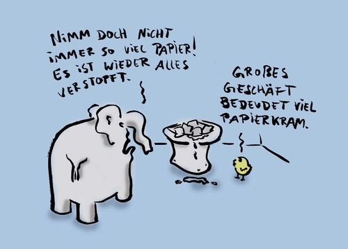 Cartoon: Großes Geschäft (medium) by Ludwig tagged verstopfung,toilette,elefant,küken