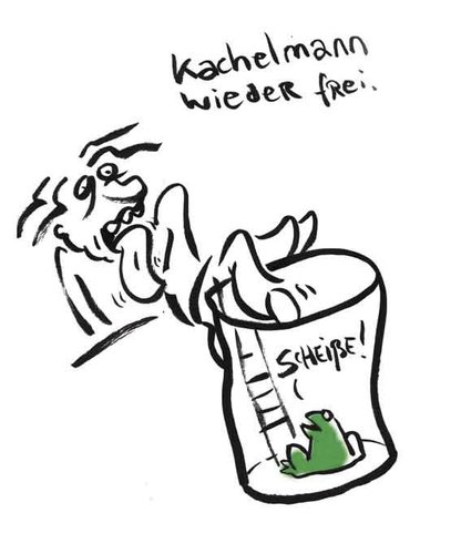 Cartoon: Kachelmann ist wieder frei (medium) by Ludwig tagged kachelmann,untersuchungshaft,wetter,frosch,wetterfrosch,oberlandgericht,karlsruhe,meteomedia