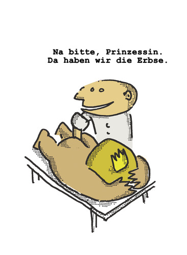 Cartoon: Prinzessin mit der Erbse (medium) by Ludwig tagged prinzessin,erbse,princess,pea
