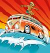 Cartoon: Magic Bus (small) by Michael Böhm tagged bus van vw surf sun summer ocean ozean wasser water sommer sonnenschein sport