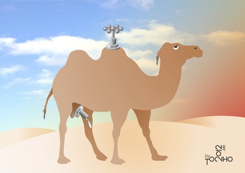 Cartoon: Camel (medium) by Tonho tagged tank,reservoir,water,camel